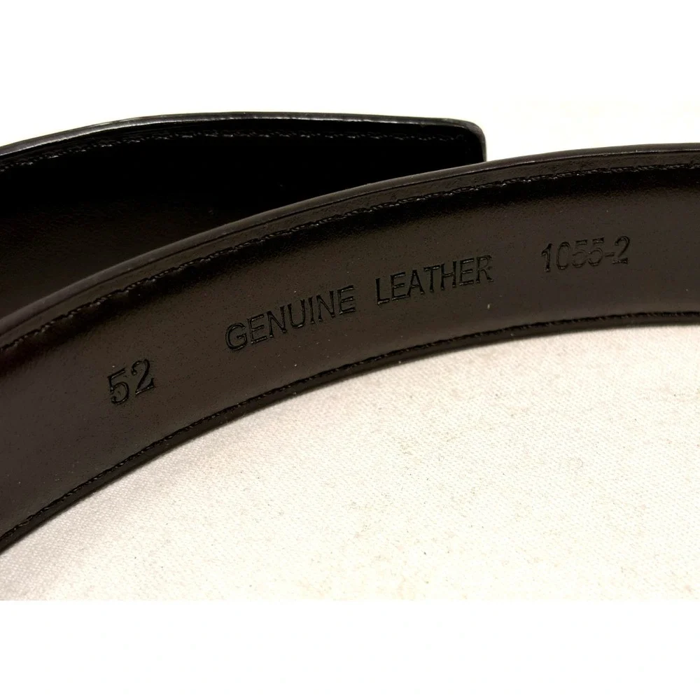 Genuine Leather Brown Dress Belt Gold Tone Buckle Size 52 Men's 60